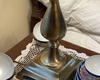Milk Glass Brass Lamp