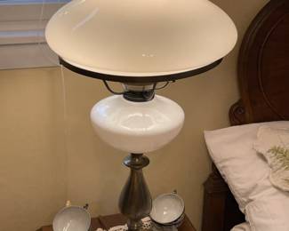 Milk Glass Brass Lamp
