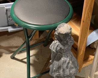 Folding Stool W/ Outdoor Statue