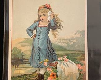 Antique Girl In Flower Field Post Card