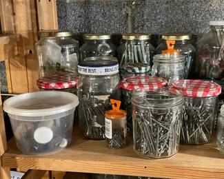 Jars Of Nuts, Screws, Bolts, Etc.