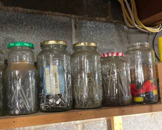 Jars Of Nuts, Screws, Bolts, Etc.