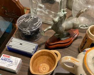 Horse W/ Wooden Base Statue