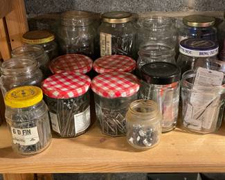 Jars Of Nuts, Screws, Bolts, Etc.