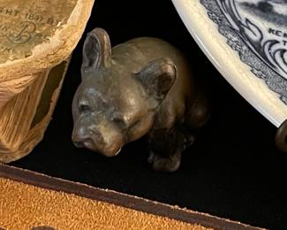 Antique Bull Dog Lead Figurine