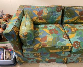 Vintage Funky Floral Patterned Upholstered 3 Seat Sofa