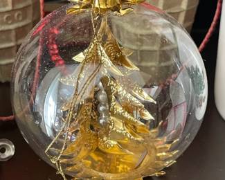 Vintage Glass & Gold Tree Ornament