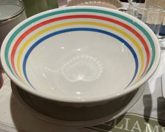 Colorful Striped Serving Bowl W/ Underplate By "The Source" (Italy)