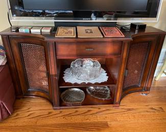 TV Stand W/ 1 Drawer & 2 Cane Front Doors