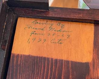 Antique Hand Carved Wooden Tray W/ Glass Top
