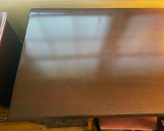 Antique Wooden Desk W/ Upholstered Chair