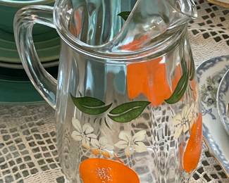 Vintage Orange Juice Glass Pitcher