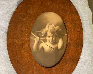 Wood Framed Cherub Photo