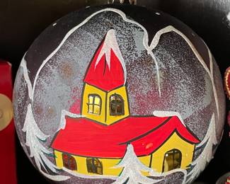 Glass Church Motif Christmas Ornament