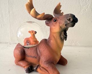 Moose with Fawn Spokane Snow Globe