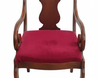 Victorian Style Side Chair with Red Upholstery