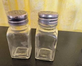 Glass Salt and Pepper Shakers with Metal Lids