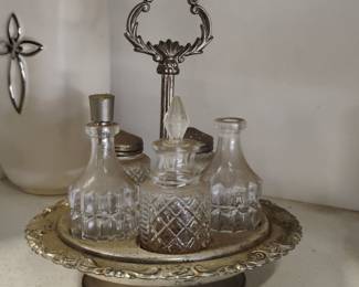 Victorian Style Cruet Set with Tray