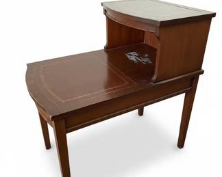 Columbia Manufacturing Co. Mahogany Side Table with Leather Inlay