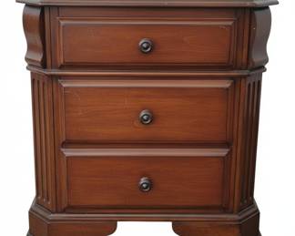 Traditional Cherry Wood Nightstand with Glass Top