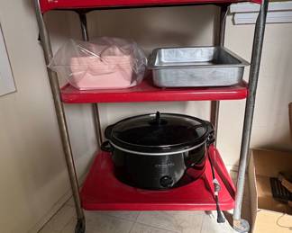 Vintage Red 3-Tier Kitchen Cart