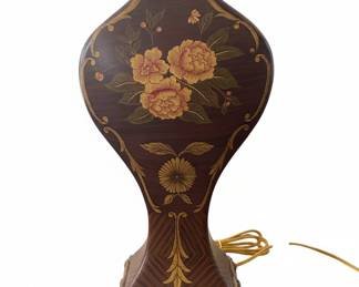 Vintage Hand-Painted Floral Urn Table Lamp with Claw Feet