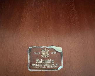 Columbia Manufacturing Co. Mahogany Side Table with Leather Inlay