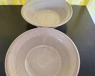 Stoneware Serving Bowls with Asian Calligraphy Mark