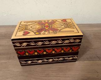 Handmade Wooden Box - King of Hearts Motif