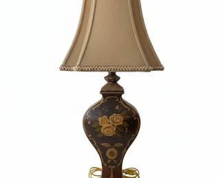 Vintage Hand-Painted Floral Urn Table Lamp with Claw Feet