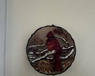 Ganz 3D Cardinal Bird Plate Hanging Wall Decor Vintage Decorative 