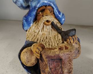 Ceramic Wizard Figurine with Pipe