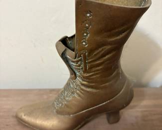 Victorian Style Brass Boot Vase/Holder