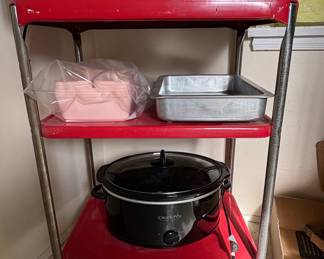 Vintage Red 3-Tier Kitchen Cart