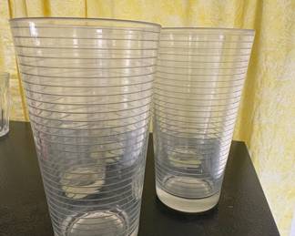 Vintage Glass Tumblers and Storage Jar Set