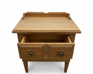 Vintage French Louis XVI Style Carved Oak Nightstand