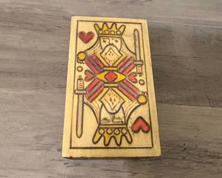 Handmade Wooden Box - King of Hearts Motif