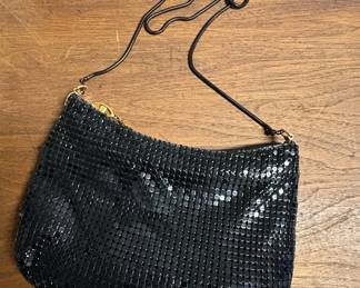 Vintage Black Metal Mesh Evening Bag with Chain Strap