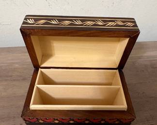 Handmade Wooden Box - King of Hearts Motif