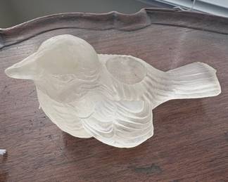 Lalique Frosted Glass Sparrow Trinket Dish