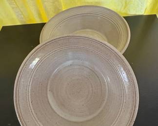Stoneware Serving Bowls with Asian Calligraphy Mark