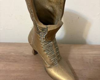 Victorian Style Brass Boot Vase/Holder