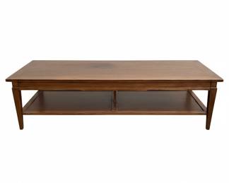 Mid-Century Modern Walnut Coffee Table with Lower Shelf