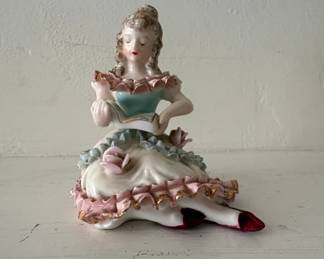 Porcelain Figurine of a Woman Reading - "Made in Occupied Japan"