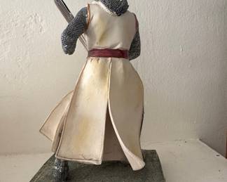 Ebros White Cloak Caped Medieval Crusader Knight Figurine with Sword