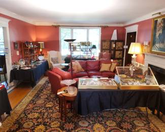 Bob Timberlake for Lexington Furniture Red Wine Leather, Custom Capel Rug