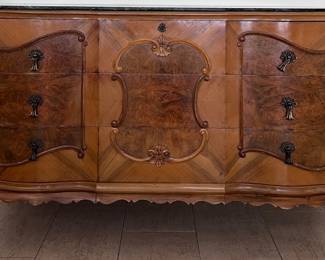 Antique Sideboard w Green Marble Top 