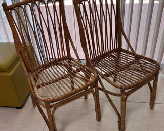 s/4 Italian Mid Century 1950-1960 Rattan Dining Chairs 
