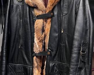 Leather and Fox Fur Coat