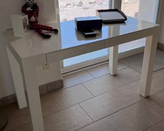 West Elm Parsons 2 Drawer White Writing Desk 